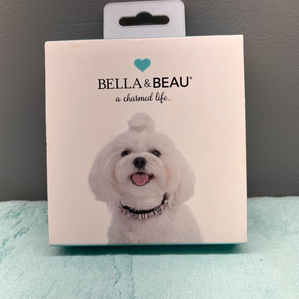 Bella and Beau genuine leather teal blue dog collar